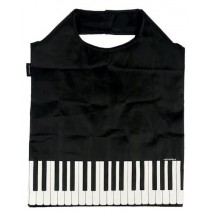 Fekete, zongorabillentyű mintás Mini bevásárlószatyor