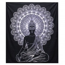 Black & White Pamut Ágytakaró / Falidísz - Buddha